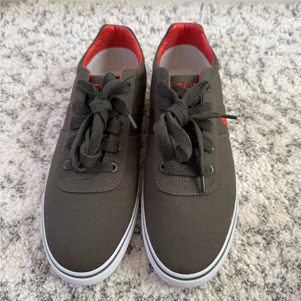 Polo by Ralph Lauren Men's deep Olive and Orange assents Sneakers - Picture 6 of 6